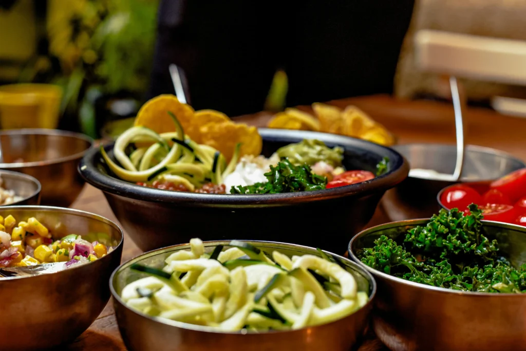 Family enjoying a healthy vegan dinner